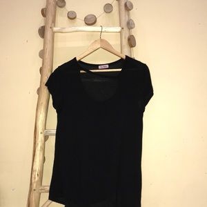 Black T-Shirt with a cut out on the top of front
